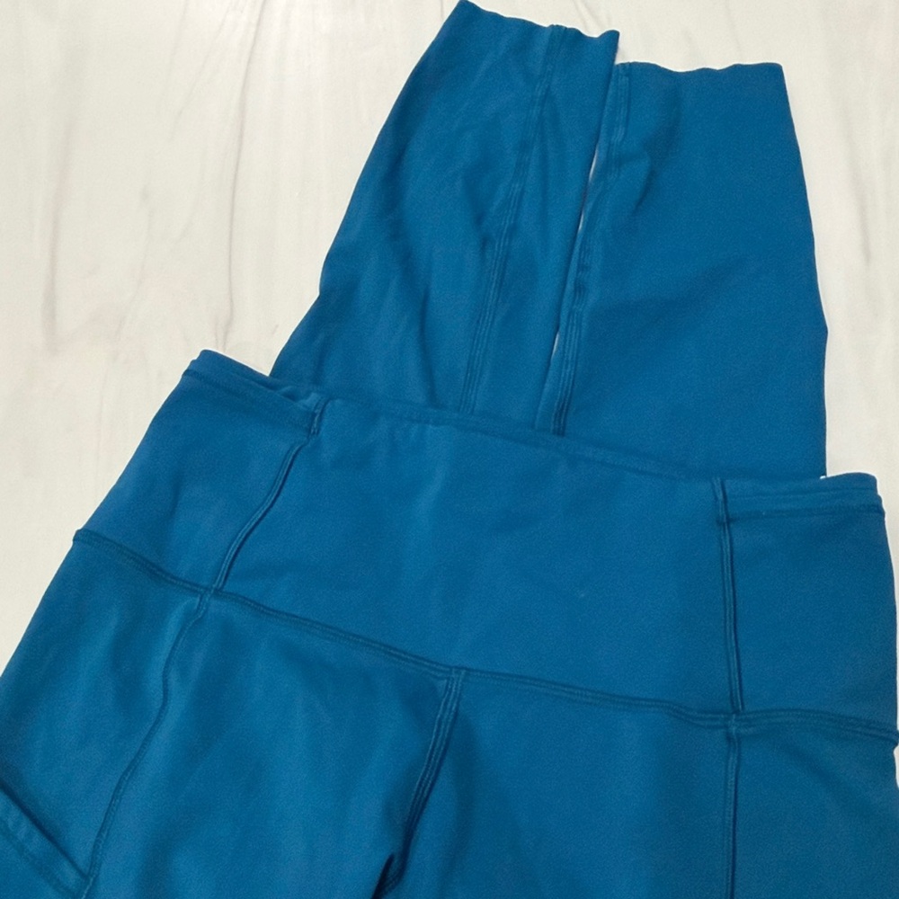 Lululemon FAST AND FREE TIGHT 25" *NULUX Teal Blue Leggings Size 4 - Picture 5 of 6